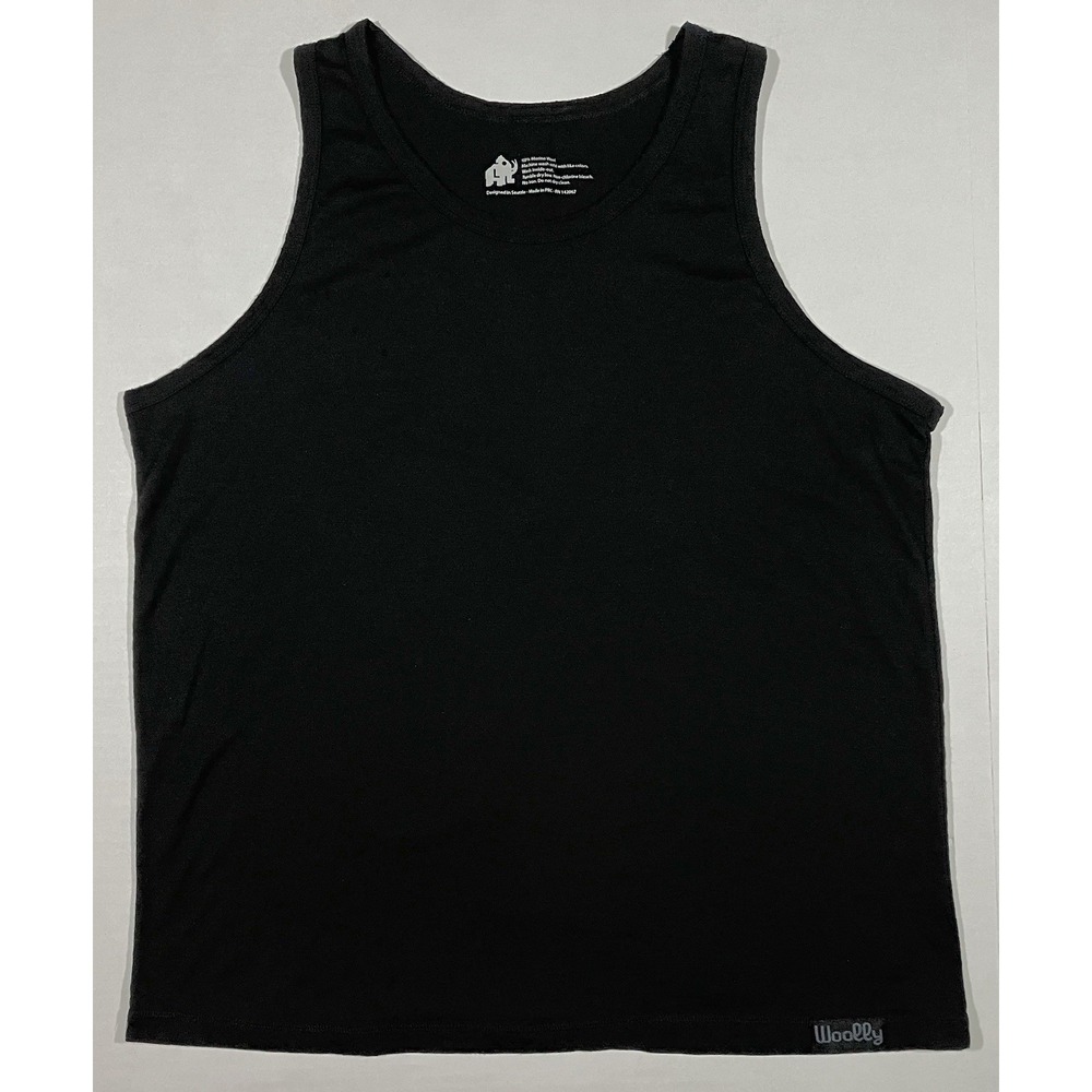 Woolly Tank Top Womens Large 100% Merino Wool Black Crew Neck Hiking Baselayer